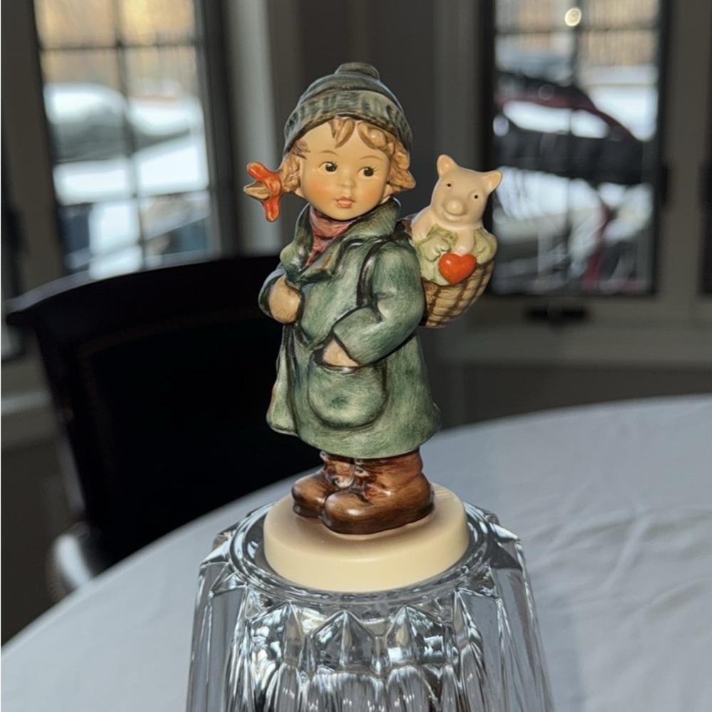 Hummel Figurine with Teal Coat and Brown Boots
